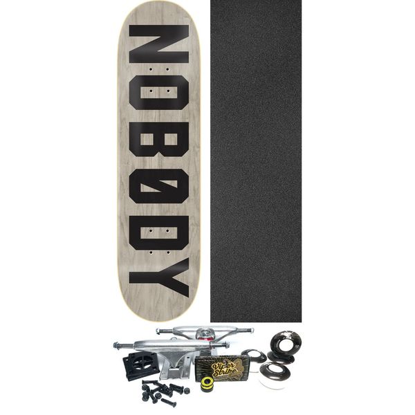 Zero Skateboards Nobody Grey / Black Skateboard Deck - 8.5" x 32.3" - Complete Skateboard Bundle